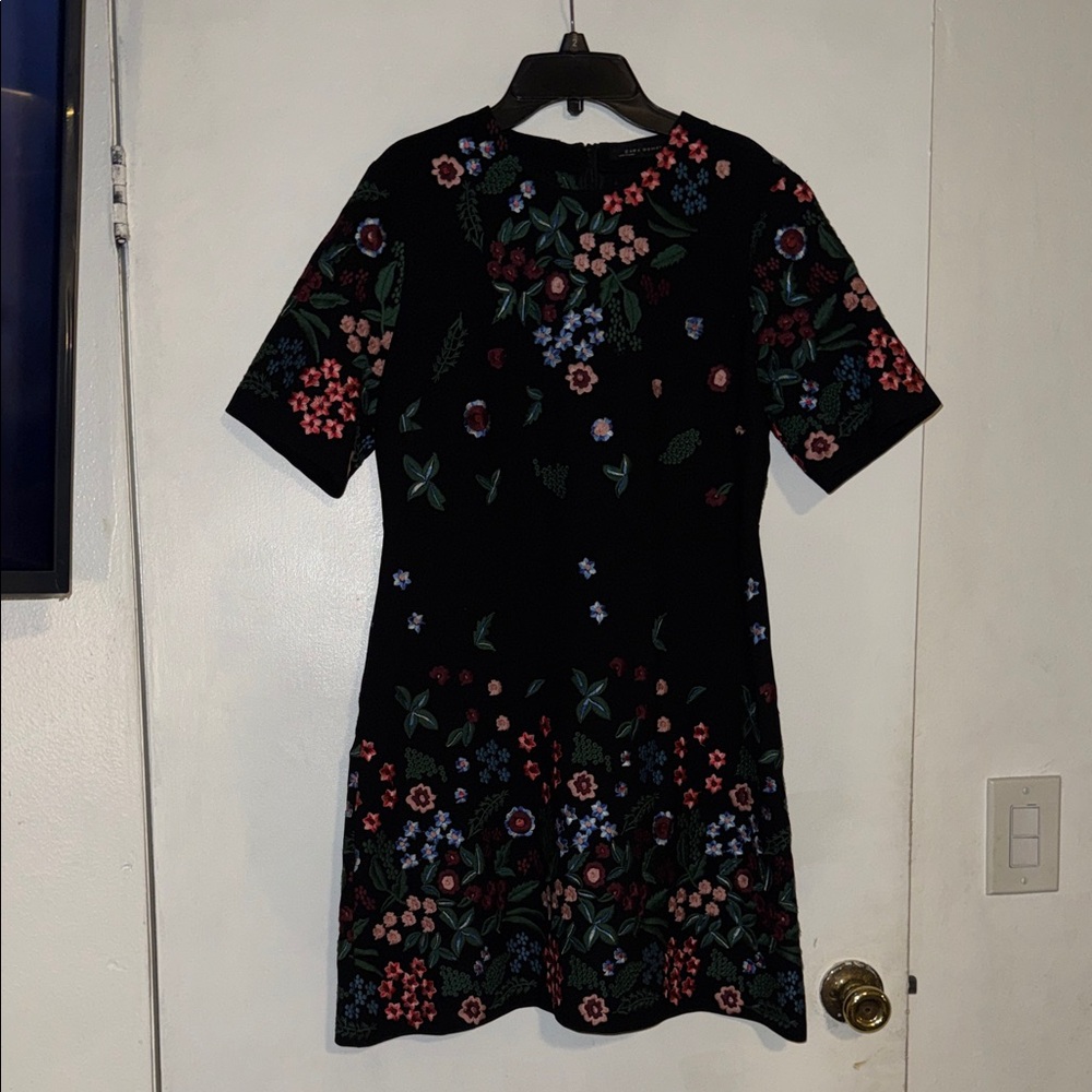 Zara Black Dress with Multicolor Floral Design
